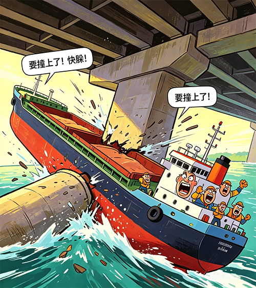 桥区水域违规追逐导致撞桥